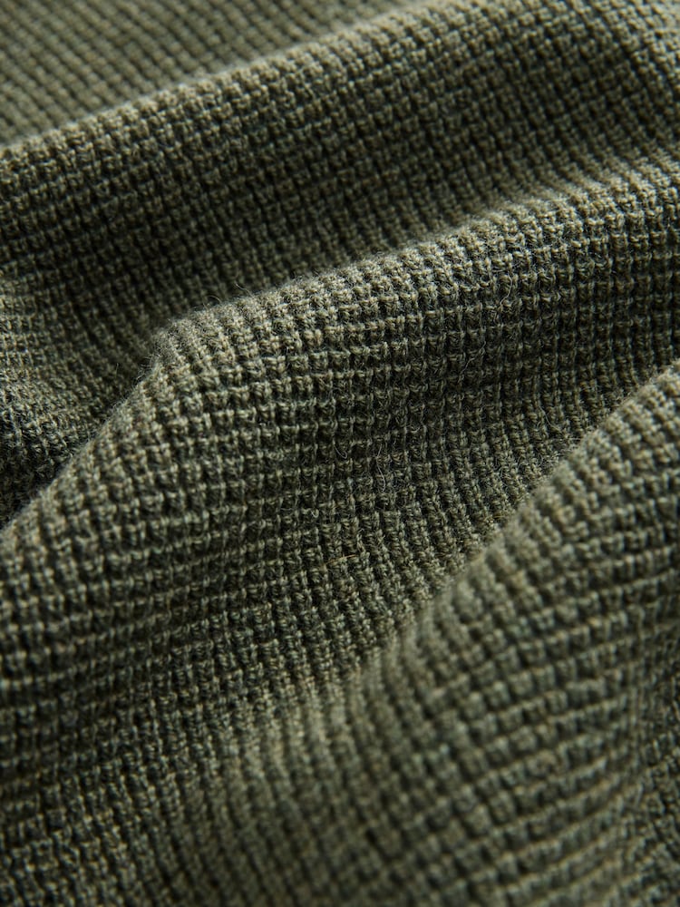 smALLSAINTS Khaki Green Boys Waffle Knitted Jumper - Image 7 of 7
