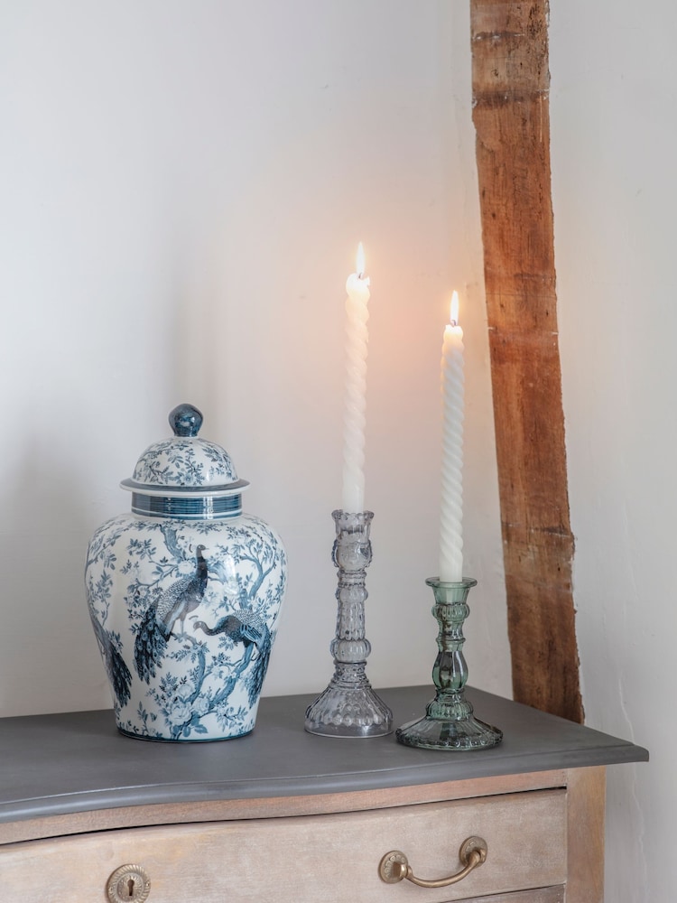 Laura Ashley Blue Belvedere Peacock Porcelain Ginger Jar - Image 1 of 6