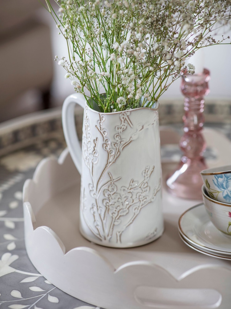 Laura Ashley Pussywillow Antique White Stoneware Jug Large - Image 1 of 5