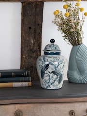 Laura Ashley Blue Belvedere Peacock Porcelain Ginger Jar - Image 1 of 6