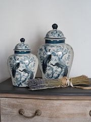 Laura Ashley Blue Belvedere Peacock Porcelain Ginger Jar - Image 2 of 6