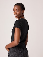 Black Slim Fit Short Sleeve Soft Touch Polyamide T-Shirt - Image 3 of 5