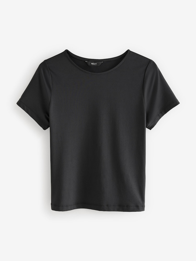 Black Slim Fit Short Sleeve Soft Touch Polyamide T-Shirt - Image 5 of 5