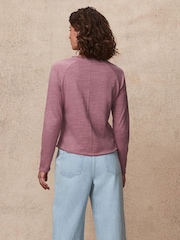 Multi Slubbed Raw Edge Long Sleeve Pretty 100% Cotton Top - Image 3 of 6