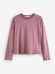 Multi Slubbed Raw Edge Long Sleeve Pretty 100% Cotton Top - Image 4 of 6