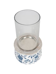 Laura Ashley White/Blue Papier Mache Hand Painted Westbourne Hurricane Candle Holder - Image 3 of 5