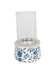 Laura Ashley White/Blue Papier Mache Hand Painted Westbourne Hurricane Candle Holder - Image 4 of 5