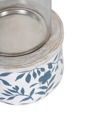 Laura Ashley White/Blue Papier Mache Hand Painted Westbourne Hurricane Candle Holder - Image 5 of 5