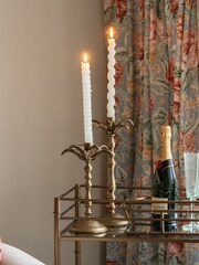 Laura Ashley Antique Brass Palm Tree Antique Gold Candle Holder - Image 1 of 6