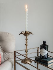 Laura Ashley Antique Brass Palm Tree Antique Gold Candle Holder - Image 2 of 6