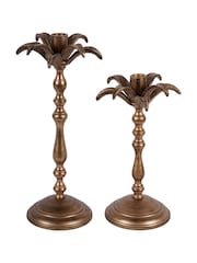 Laura Ashley Antique Brass Palm Tree Antique Gold Candle Holder - Image 5 of 6