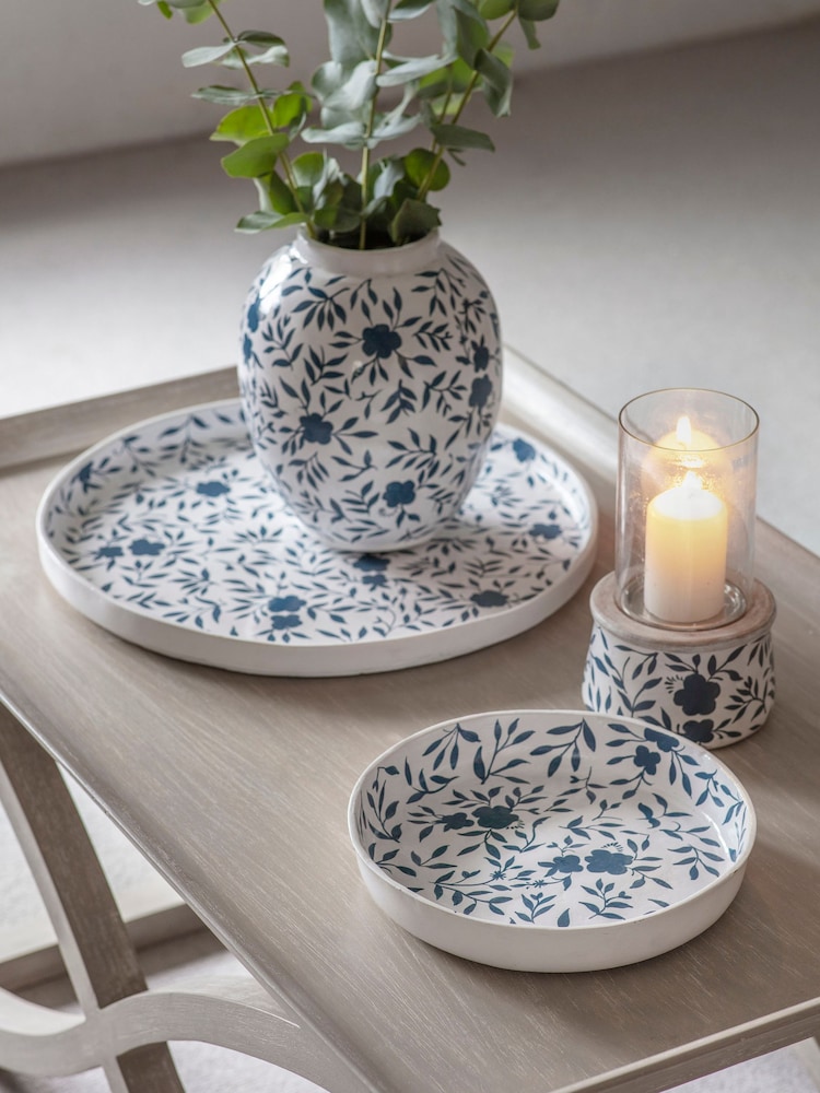 Laura Ashley White/Blue Papier Mache Hand Painted Westbourne Bowl - Image 2 of 5