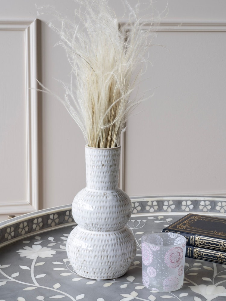 Laura Ashley White Lowick Antique Stoneware Vase - Image 2 of 5