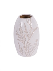 Laura Ashley White Pussywillow Antique White Stoneware Vase - Image 2 of 4