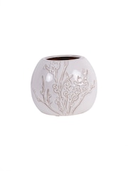 Laura Ashley White Pussywillow Antique White Stoneware Vase - Image 3 of 4