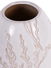 Laura Ashley White Pussywillow Antique White Stoneware Vase - Image 4 of 4
