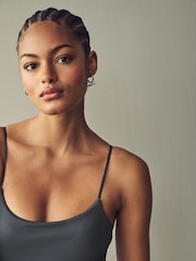 Slate Grey Thin Strap Sleeveless Polyamide Bodysuit - Image 4 of 7