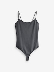Slate Grey Thin Strap Sleeveless Polyamide Bodysuit - Image 5 of 7