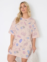 Yours Curve Pink Sleep T-Shirt - Image 1 of 5