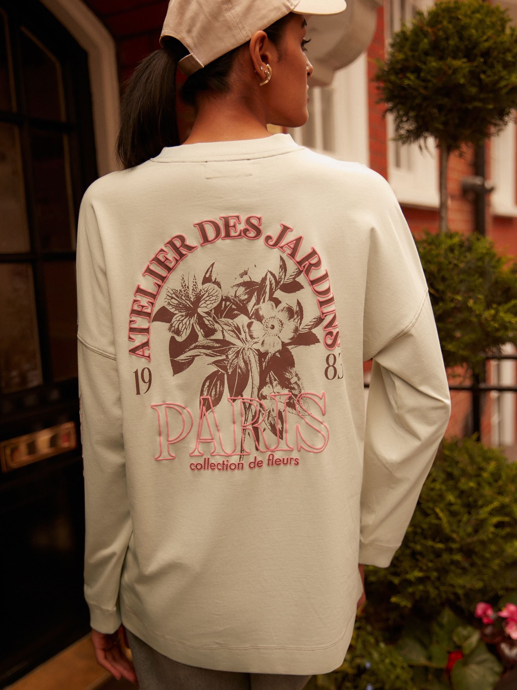 Buy Sage Green 100% Cotton Seam Detail Long Sleeve Skater T Buy Sage Green 100% Cotton Seam Detail Long Sleeve Skater T