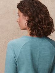 Pink Slubbed Raw Edge Long Sleeve Pretty 100% Cotton Top - Image 4 of 6