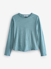 Pink Slubbed Raw Edge Long Sleeve Pretty 100% Cotton Top - Image 5 of 6