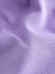 Purple Ribbed Racer Tank Vest Sleeveless Top - Image 5 of 5