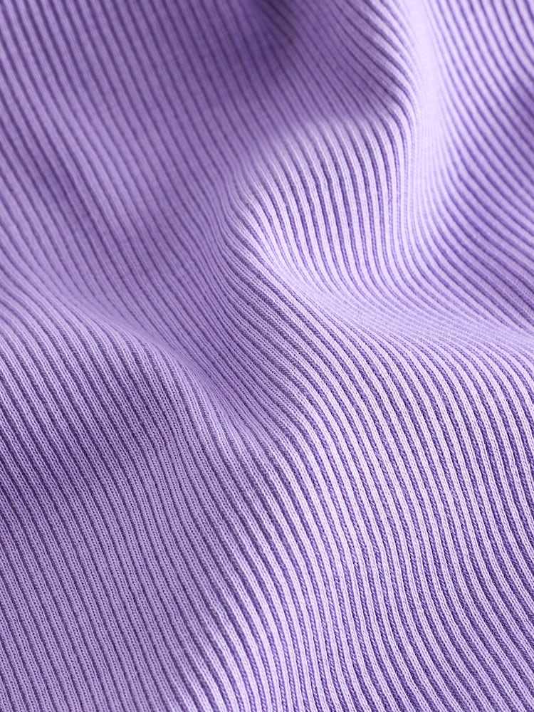Purple Ribbed Racer Tank Vest Sleeveless Top - Image 5 of 5