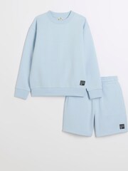 River Island Blue Boys Essentials Sweat Short Set - Image 1 of 4
