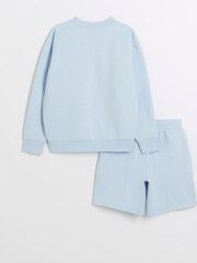 River Island Blue Boys Essentials Sweat Short Set - Image 2 of 4