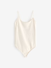 Ecru White Thin Strap Sleeveless Polyamide Bodysuit - Image 5 of 7