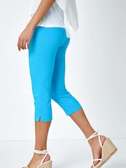 Roman Light Blue Chrome Cropped Stretch Capri Trousers - Image 2 of 5