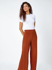 Roman Orange Wide Leg Stretch Trousers - Image 1 of 3