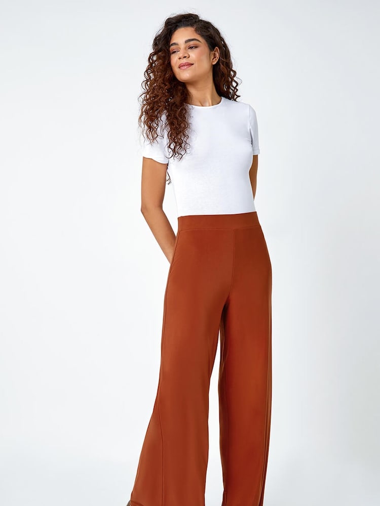 Roman Orange Wide Leg Stretch Trousers - Image 1 of 3