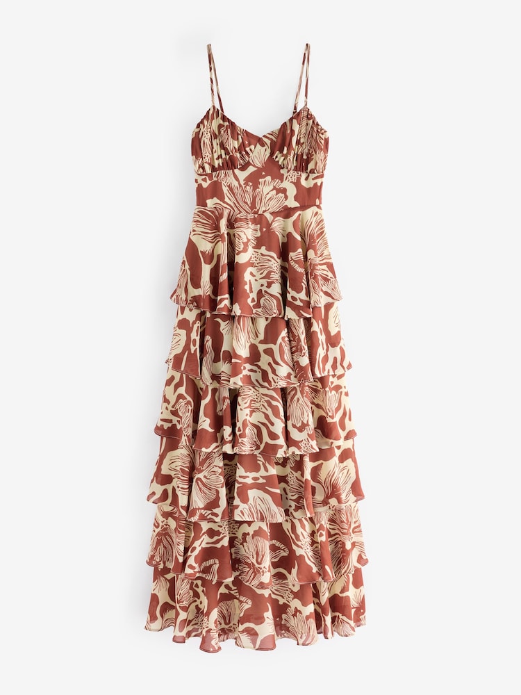 Pretty Lavish Brown Madison Ruffle Maxi Dress - Image 1 of 1