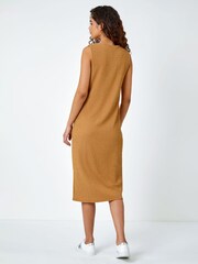 Roman Brown Textured Stretch Jersey Midi Dress - Image 3 of 5