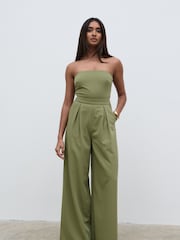 Pretty Lavish Tarragon Green Campbell Bandeau Jumpsuit - Image 1 of 4