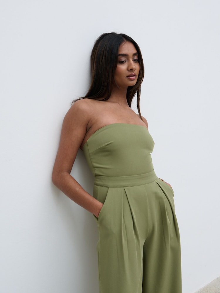 Pretty Lavish Tarragon Green Campbell Bandeau Jumpsuit - Image 4 of 4