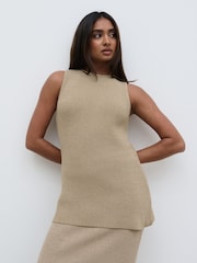 Pretty Lavish Oatmeal Goldie Knit Straight Split Back Top - Image 2 of 4