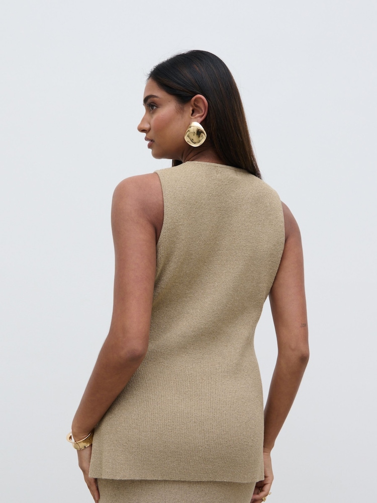 Pretty Lavish Oatmeal Goldie Knit Straight Split Back Top - Image 4 of 4