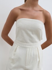 Pretty Lavish Cream Stripe Alita Bandeau 100% Cotton Jumpsuit - Image 2 of 4