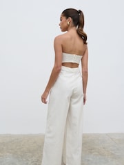 Pretty Lavish Cream Stripe Alita Bandeau 100% Cotton Jumpsuit - Image 4 of 4