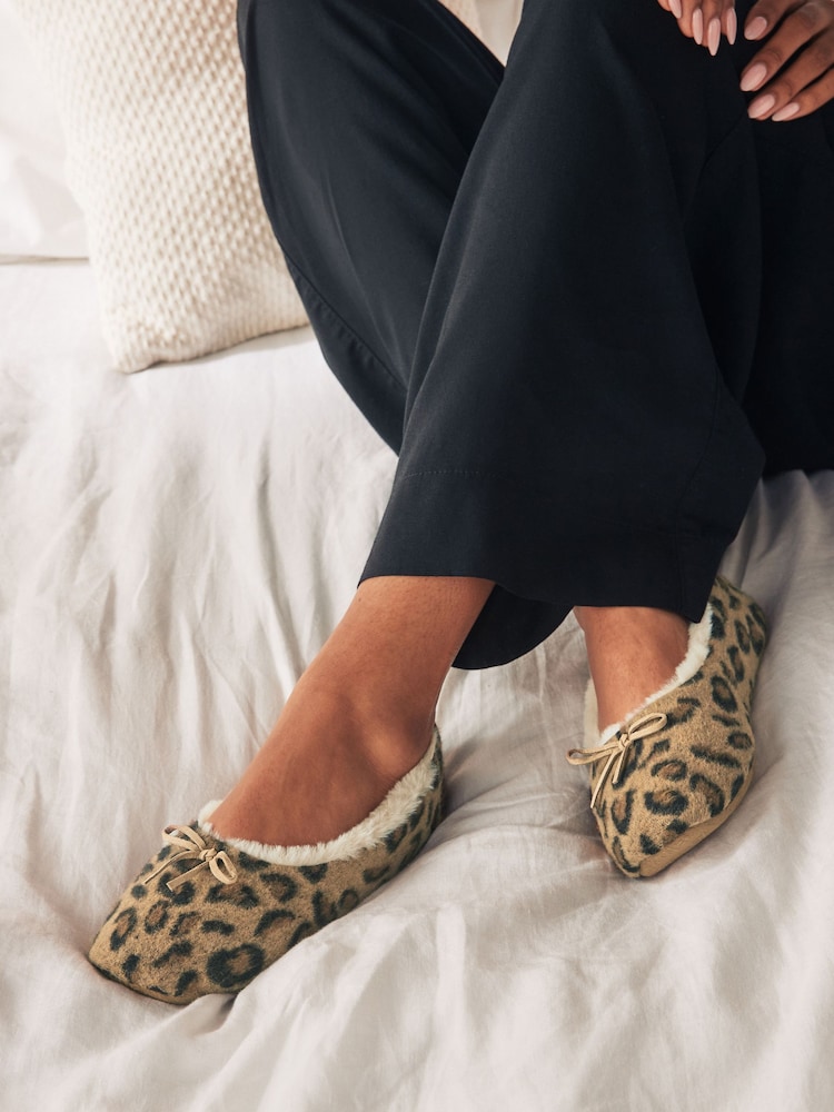 Animal Faux Fur Lined Ballet Slippers - Image 1 of 7