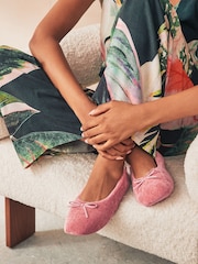 Pink Velour Ballet Slippers - Image 1 of 8