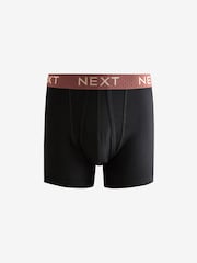 Black Warm Blue/Red Textured Metallic 4 pack A-Front Cotton Rich Boxers - Image 3 of 7
