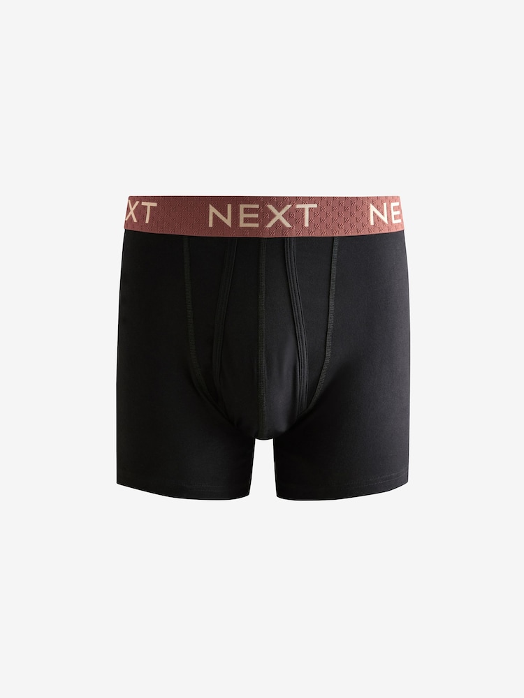 Black Warm Blue/Red Textured Metallic 4 pack A-Front Cotton Rich Boxers - Image 3 of 7