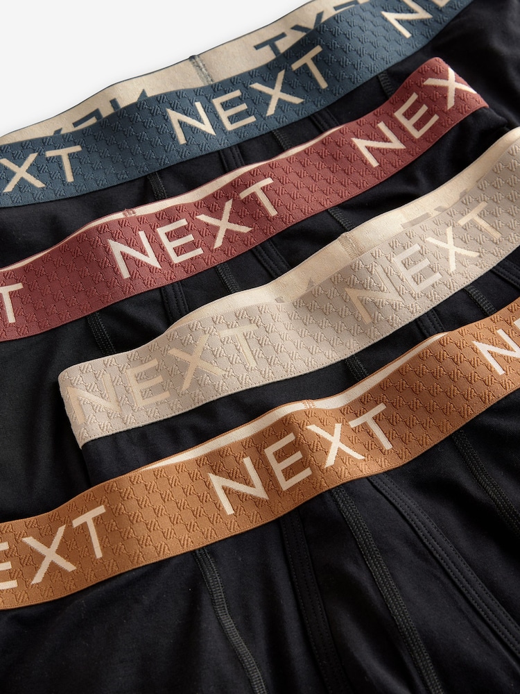 Black Warm Blue/Red Textured Metallic 4 pack A-Front Cotton Rich Boxers - Image 7 of 7