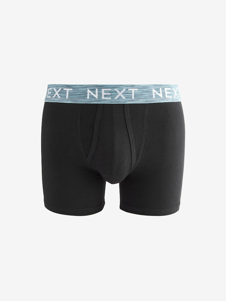 Black Bright Silver Marl Waistband 4 pack A-Front Cotton Rich Boxers - Image 2 of 8
