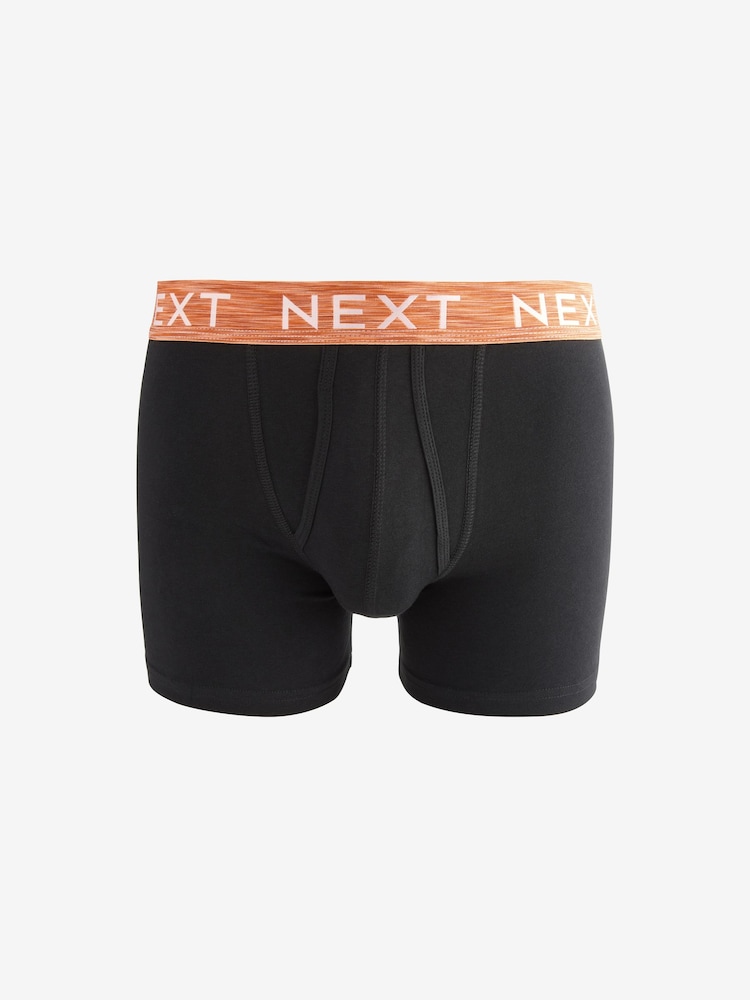 Black Bright Silver Marl Waistband 4 pack A-Front Cotton Rich Boxers - Image 3 of 8