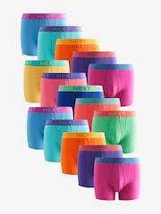Bright Pink/Green/Blue Contrast Colour 15 Pack A-Front Boxers - Image 1 of 16